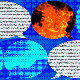 Digitized image featuring multiple speech bubbles with pixelated backgrounds. One speech bubble in the center, representing misinformation, displays an image of fire.