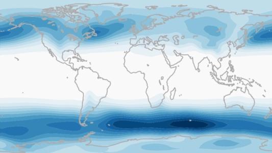 A map of the world with a blue background.